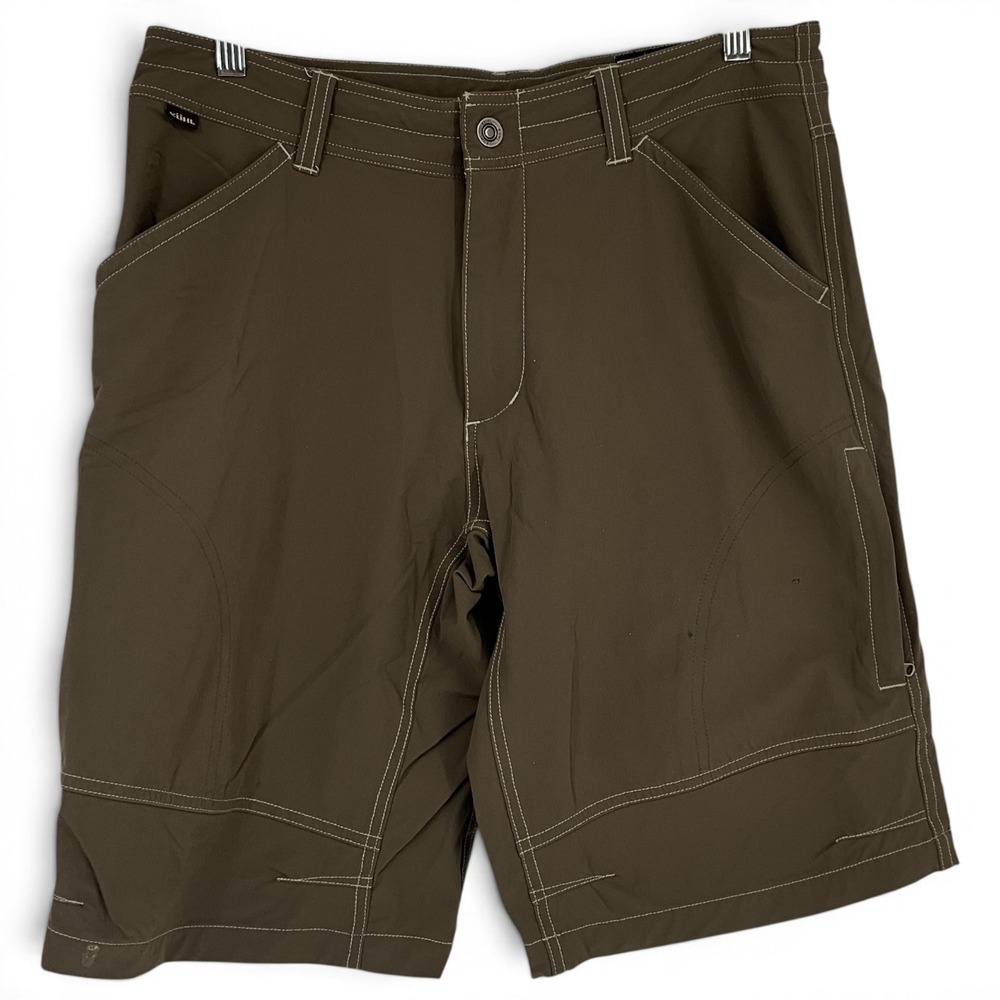 Kuhl Renegade Cargo Shorts Mens 34 Brown Hiking Outdoor Stretch 10 Inseam
